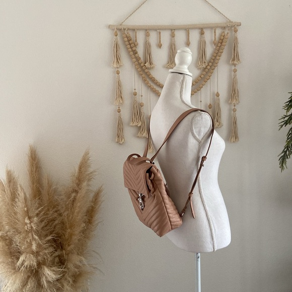 Rebecca Minkoff leather quilted backpack Edie Flap bag neutral minimalist gift